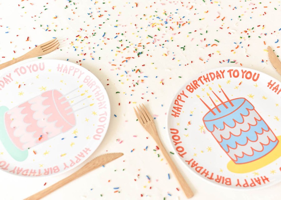 Birthday | Coton Colors by Laura Johnson Blue Happy Birthday Cake Melamine Dinner Plate