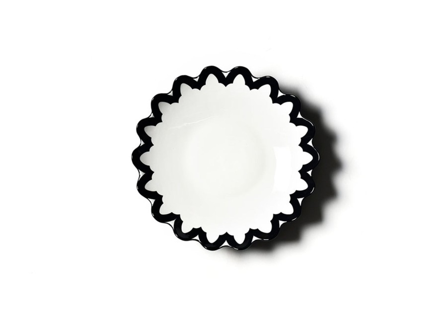 Serving Bowls | Coton Colors by Laura Johnson Black Arabesque Scallop 11 Pasta Bowl