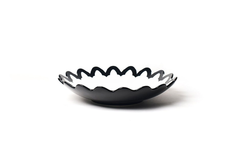 Serving Bowls | Coton Colors by Laura Johnson Black Arabesque Scallop 11 Pasta Bowl