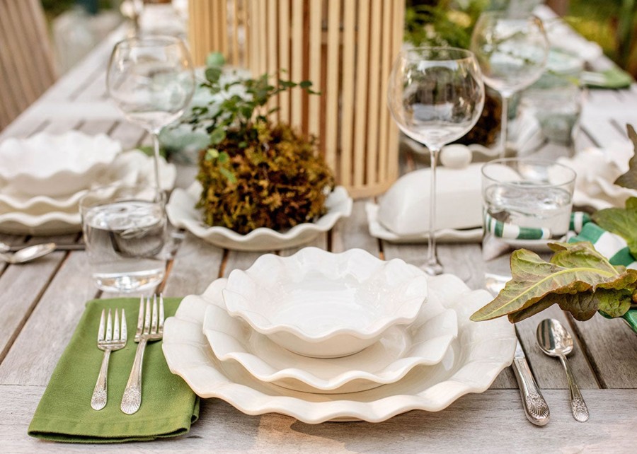 Shop All Dinnerware | Coton Colors by Laura Johnson Signature White Ruffle Dinner Plate