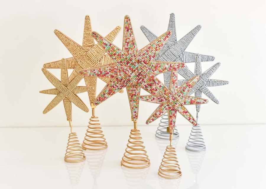 Seasonal Decor | Coton Colors by Laura Johnson Multi Beaded Star Small Tree Topper