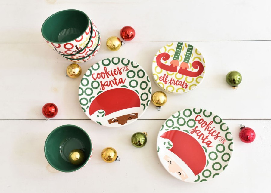 Shop All Dinnerware | Coton Colors by Laura Johnson North Pole Cookies For Santa Plate, Brown Skin