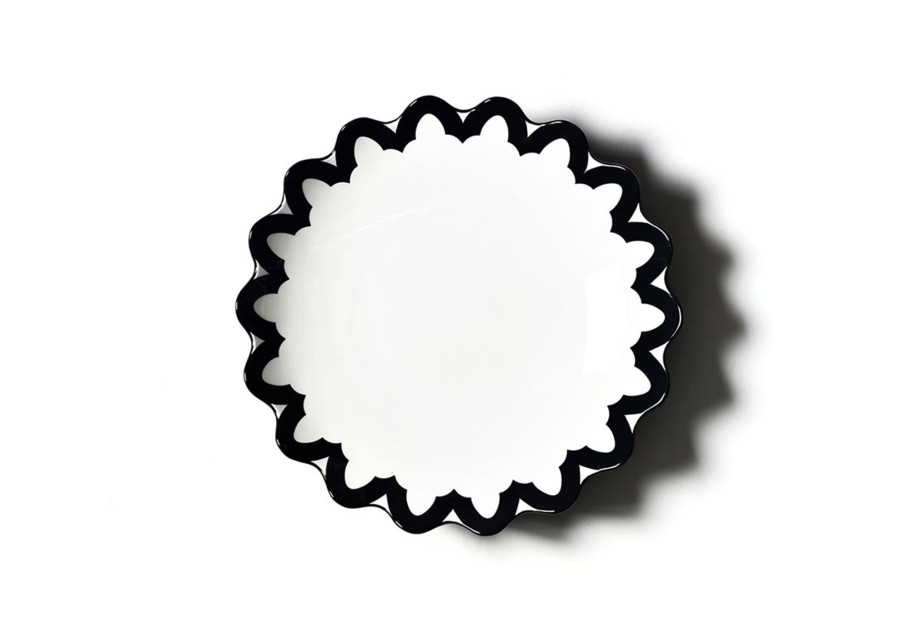 Serving Bowls | Coton Colors by Laura Johnson Black Arabesque Scallop 14 Pasta Bowl