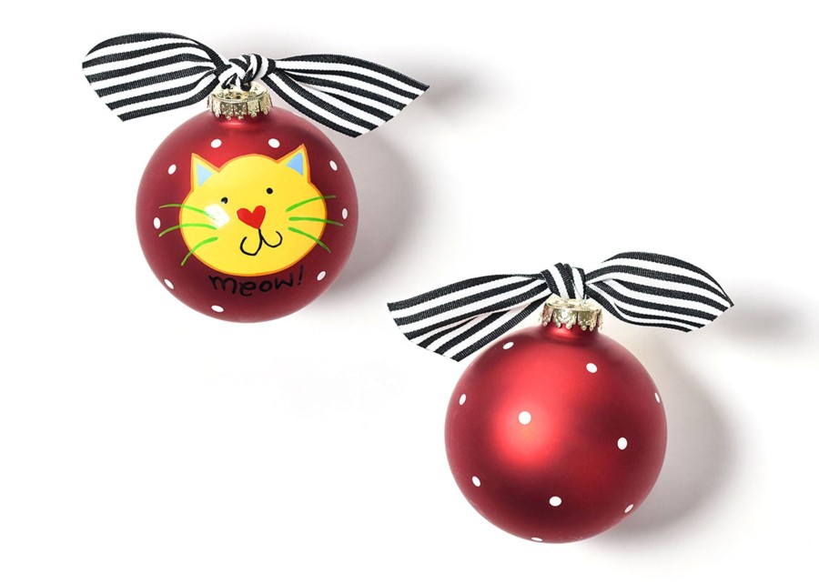 Commemorative Ornaments | Coton Colors by Laura Johnson Meow Red Cat Glass Ornament