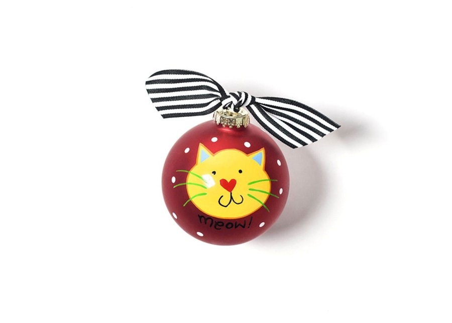 Commemorative Ornaments | Coton Colors by Laura Johnson Meow Red Cat Glass Ornament