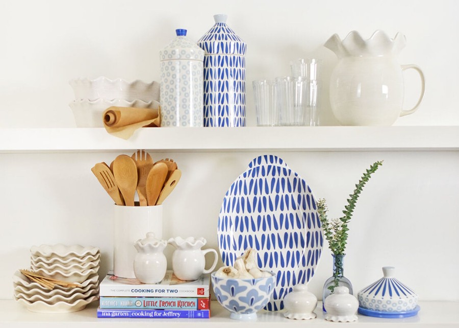 Shop All Home | Coton Colors by Laura Johnson Iris Blue Pip Small Round Canister