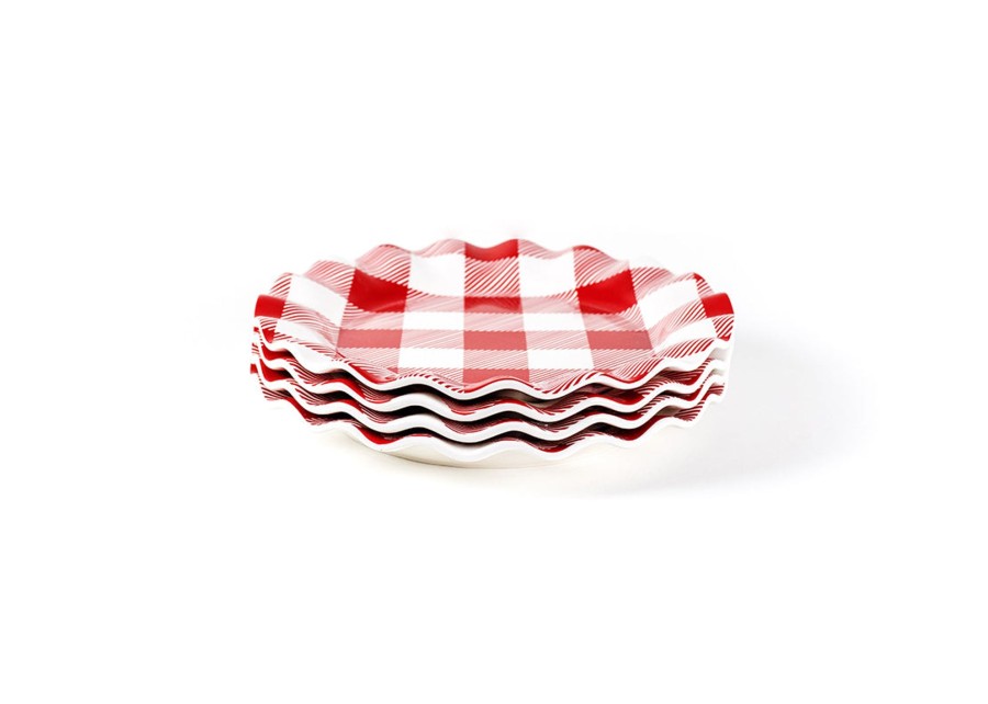 Shop All Dinnerware | Coton Colors by Laura Johnson Buffalo Ruffle Dinner Plate Red, Set Of 4