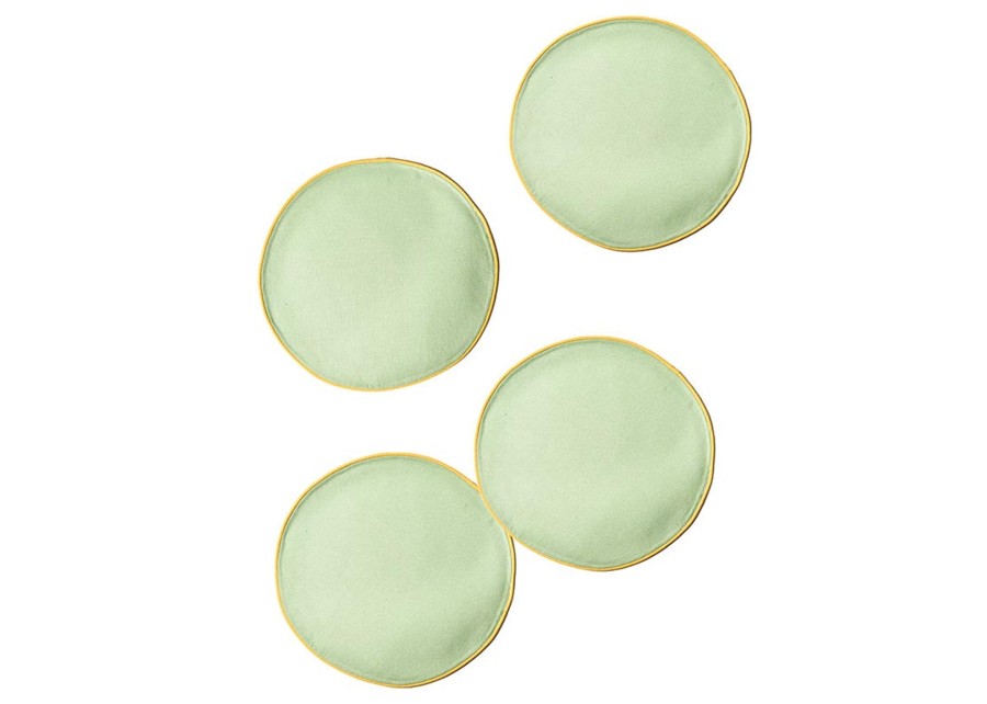 Table Linens | Coton Colors by Laura Johnson Sage And Brass Color Block Round Placemat Set Of 4