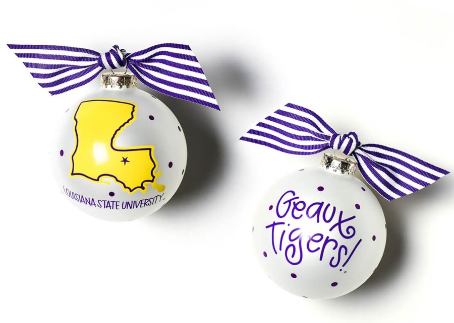 Collegiate Ornaments | Coton Colors by Laura Johnson Louisiana State University State Glass Ornament